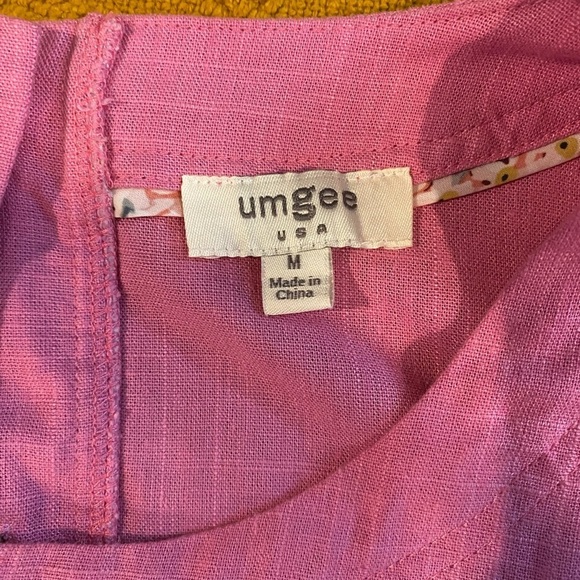 5/$25🐼 Umgee Pink Linen Blend Sleeveless Top Button Back Intentional Fraying M - Picture 5 of 6